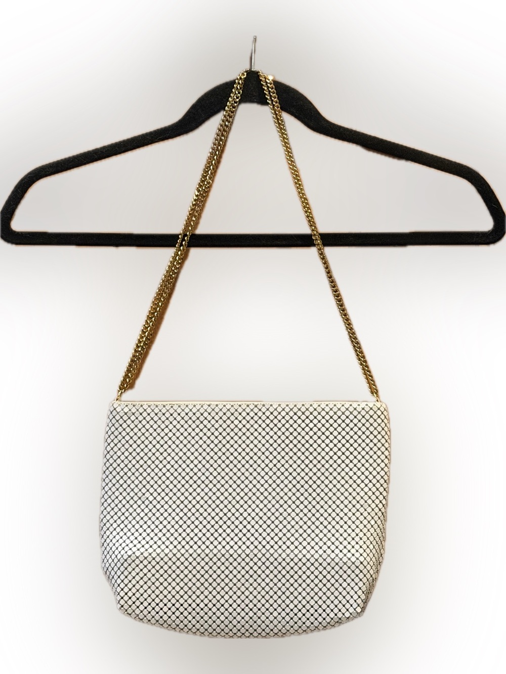 Whiting & Davis International White Metal Mesh Shoulder Bag Vintage, NWOT - Picture 1 of 13